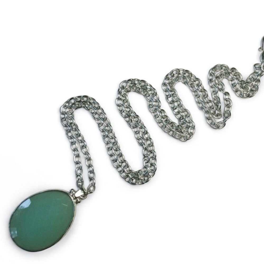 Stella & Dot 925 Silver Reversible Blue Quartz, Labradorite Pendant Necklace 34" - Picture 5 of 16